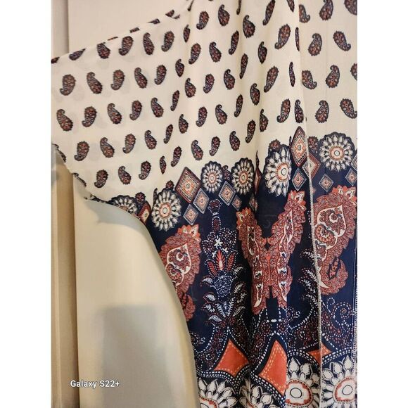 C25 Rue21 Butterfly paisley fringed Orange And Blue kimono - Picture 7 of 10